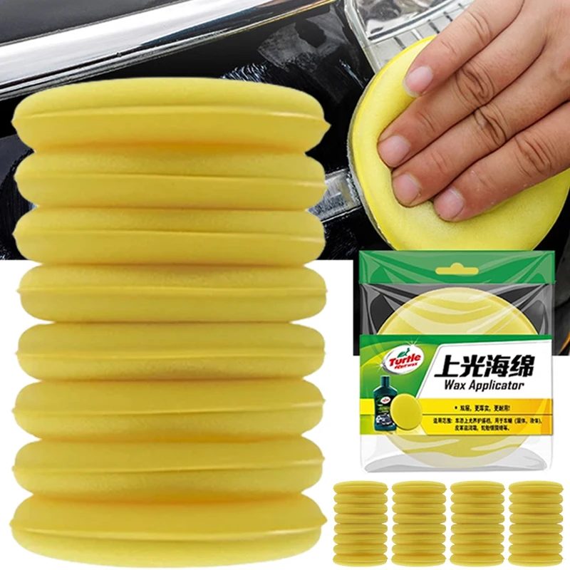 

300Pcs Car Waxing Polish Wax Foam Sponge Applicator Pads 10CM Yellow Cleaning Sponge Clean Washer Washing Tool Car Cleaning