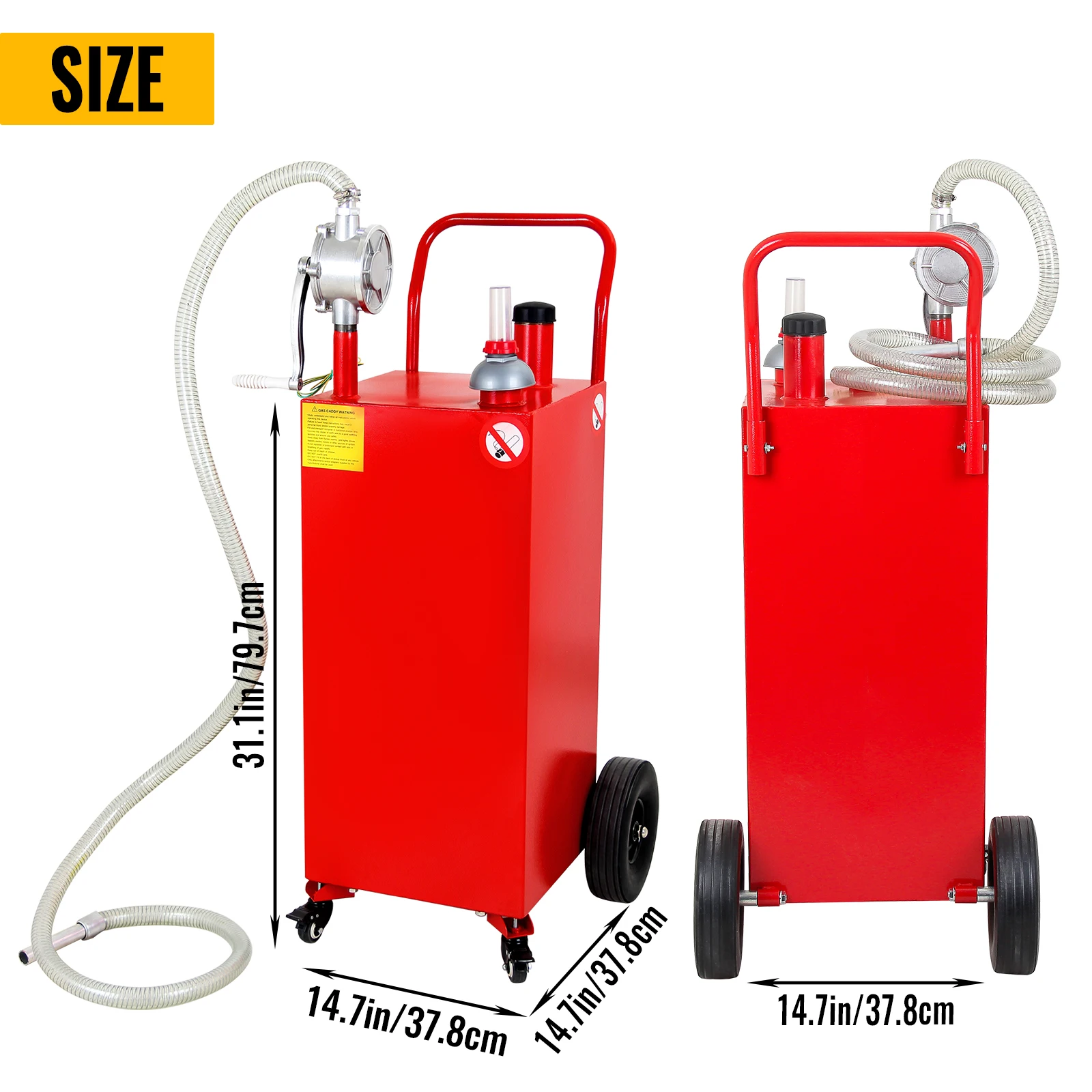 30 / 35 Gallon Gas Caddy Fuel Tank Gas Container Diesel Portable Gas Tank with Pump on 4 Rolling Wheels