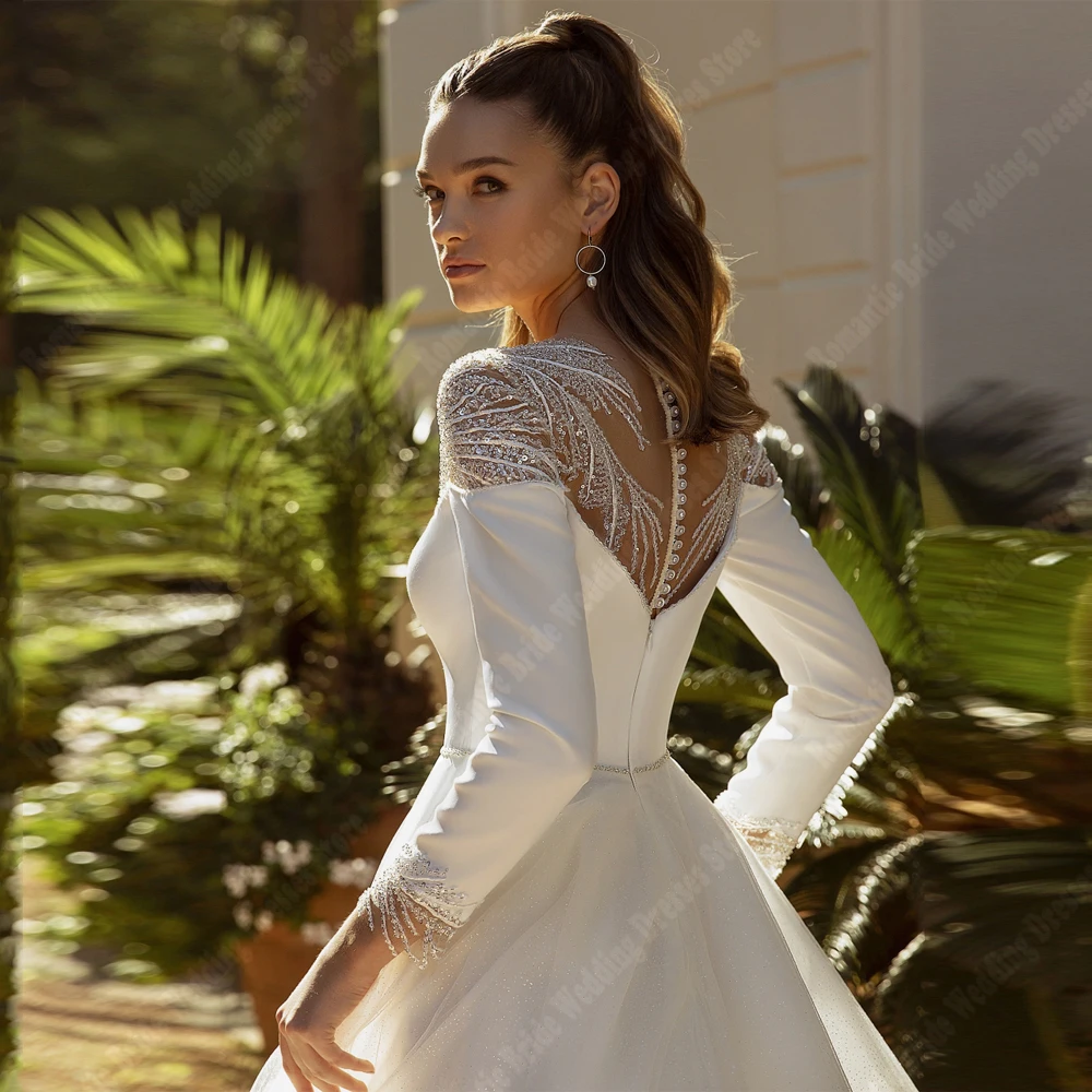 Robes de mariée élégantes en tulle pour femmes, jupe de princesse charmante, ourlet de mariée, peu importe la célébrité, boule de vadrouille, longueur, éducatif, 2024