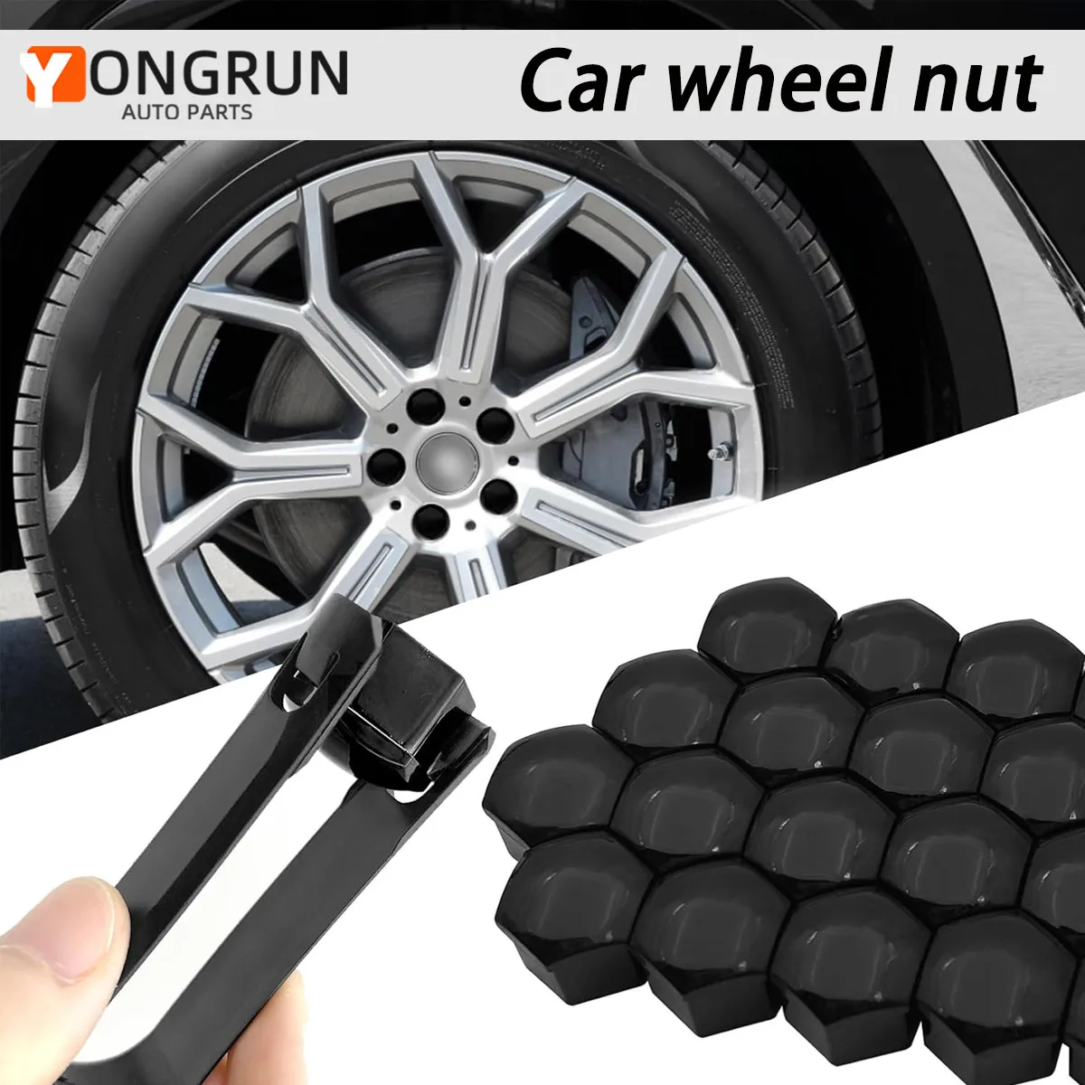 Auto Mutter Abdeckung 17mm 19mm 21mm Schwarz Sechskant Mutter Abdeckung Auto Externe Zubehör Rad Mitte Bolzen Abdeckung universal Die Meisten Autos