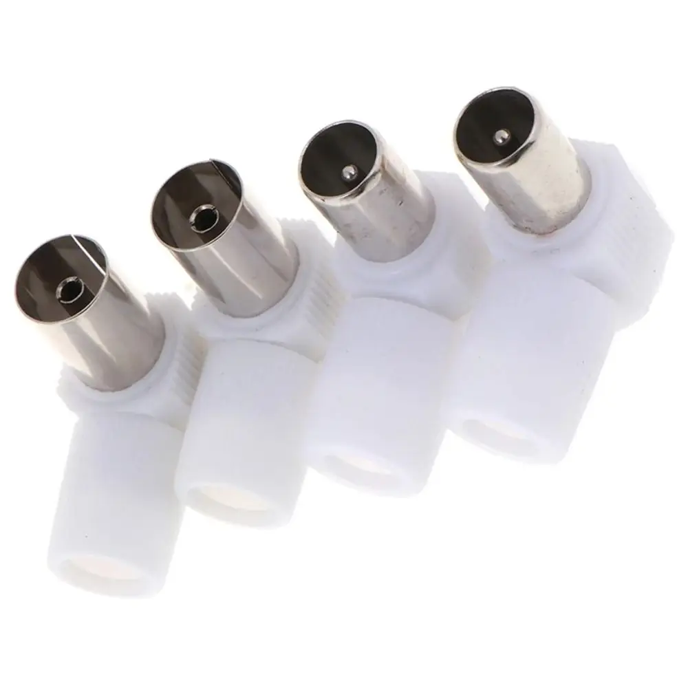 Antennas TV 90 Degrees TV Plug Jack Male And Female Jack White Right Angle Antennas Connectors Coaxial Male Plugs Adapter