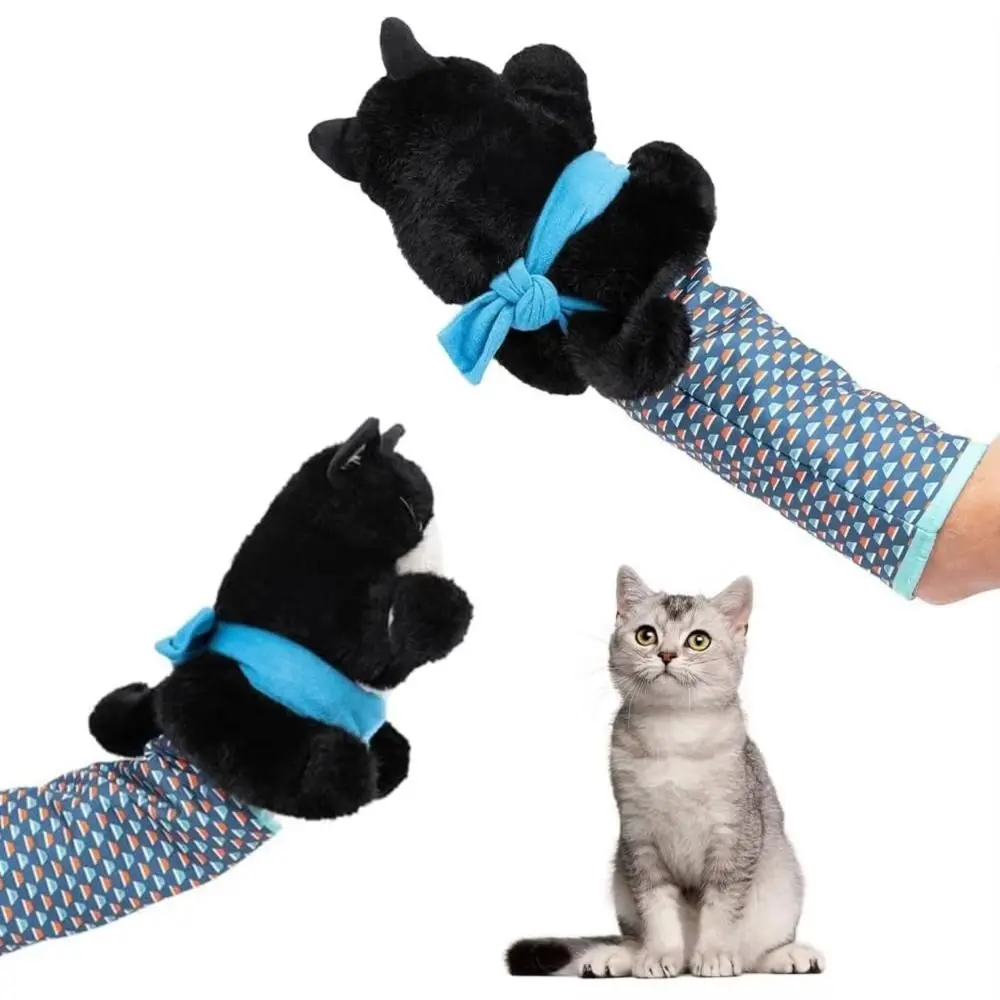 Durable Interactive Cat Toys Wrestling Glove Soft Plush Sturdy Padding Cat Puppet Wrestler Stuffed Cat Shape Cat Dolls Safe Play