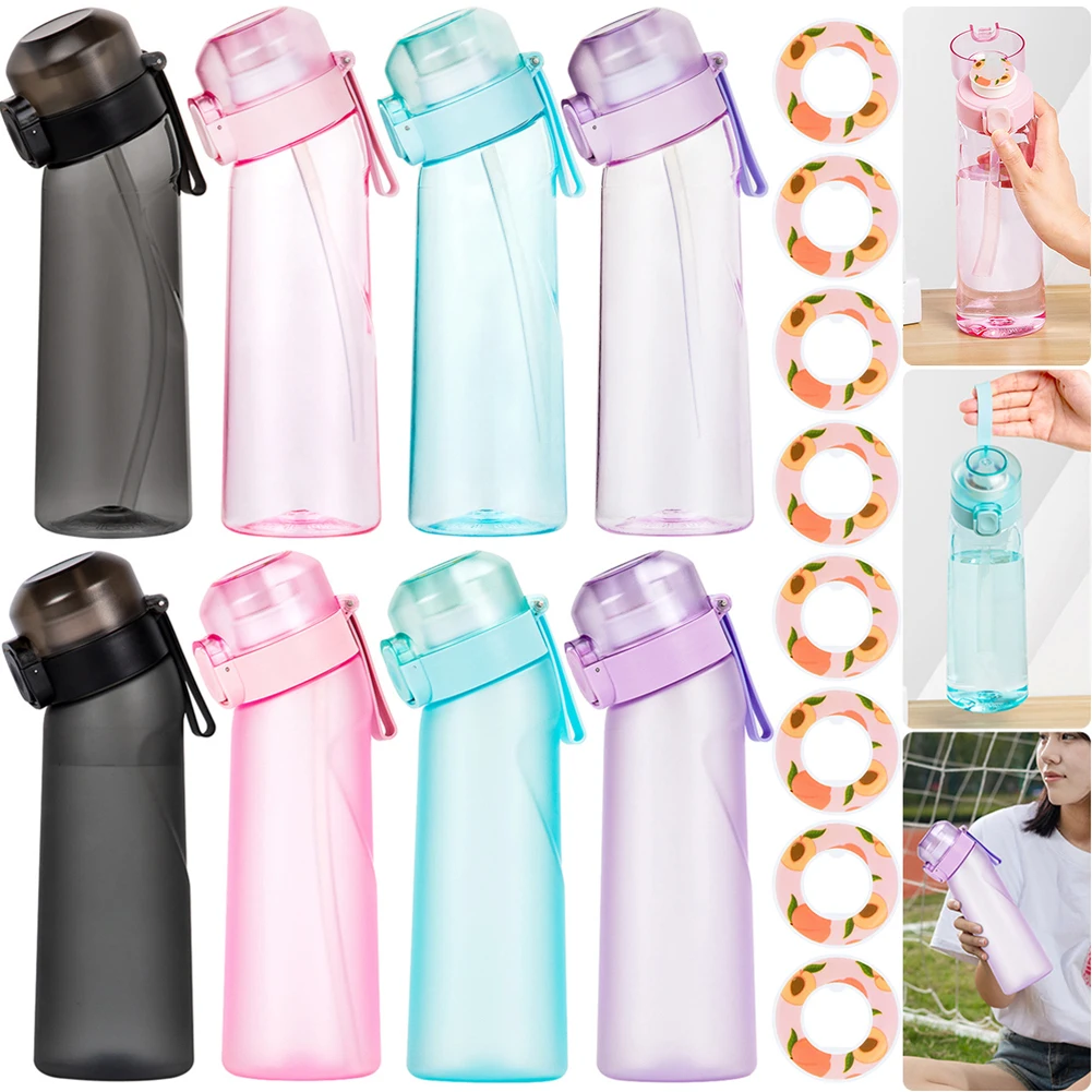 650ML Sports Water Bottle Leak Proof Sports Water Cup with Flavour Pod Gym Sport Bottle with Straw for Outdoor Camping Hiking