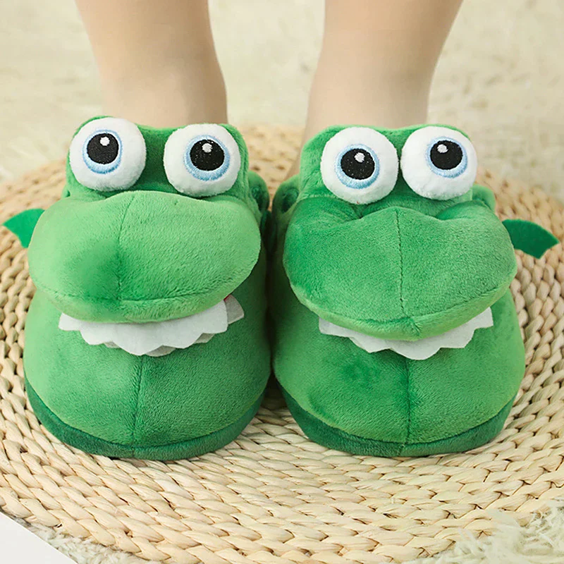Cartoon Crocodile Cotton Slippers Moving Funny Walking with Open Mouth and Dancing Warm Comfortable Christmas Gift Kids Girl Boy