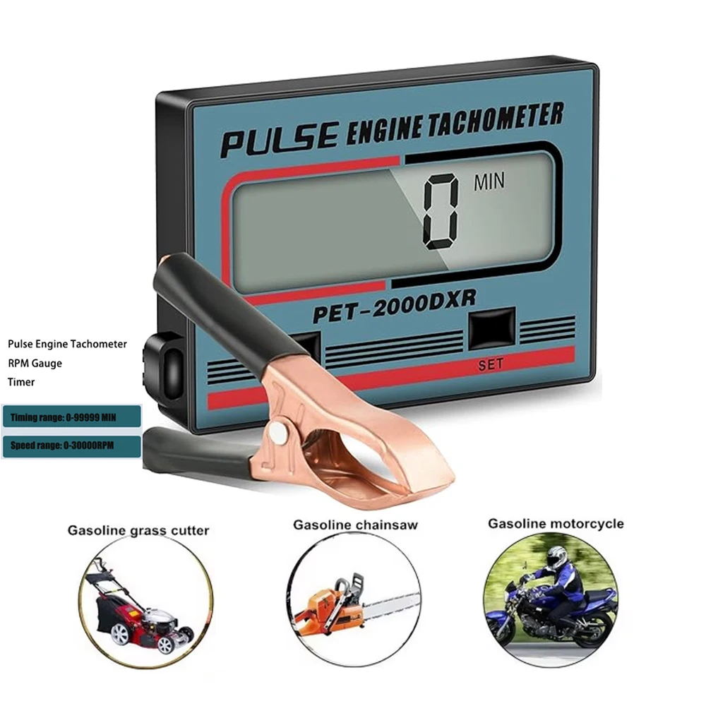 Handheld Digital Induction Chainsaw Tachometer Gasoline Engine Tachometer, LCD Display Tach Gauge for Chainsaw Lawn Motorcycle