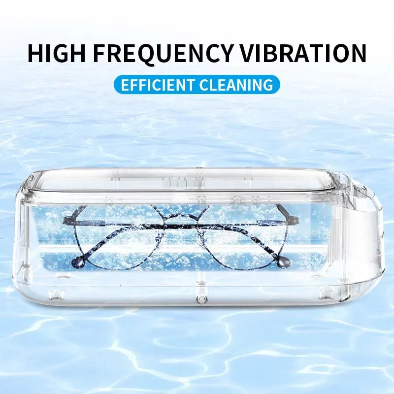 0.6L Large Capacity Ultrasonic Cleaner 49KHz Timing Adjustable 360°Deep Cleaning Machine For Jewelry, Eyeglasses, Rings, Watches