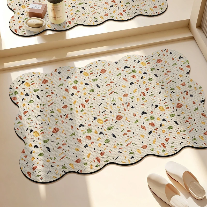 Bathroom Rug Absorbent Non-slip Diatom Mud Floor Mat Dopamine Irregular Carpet Toilet Area Rugs Quick-drying Home Decor Carpets