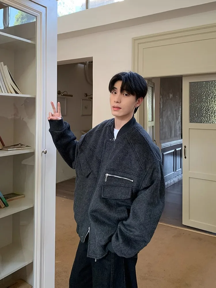 

American Sle Cotton Padded Jaet Men's Autumn Winter Faionable Versatile Baseball Coat Thi Warm Long Sve Zipper Clo...