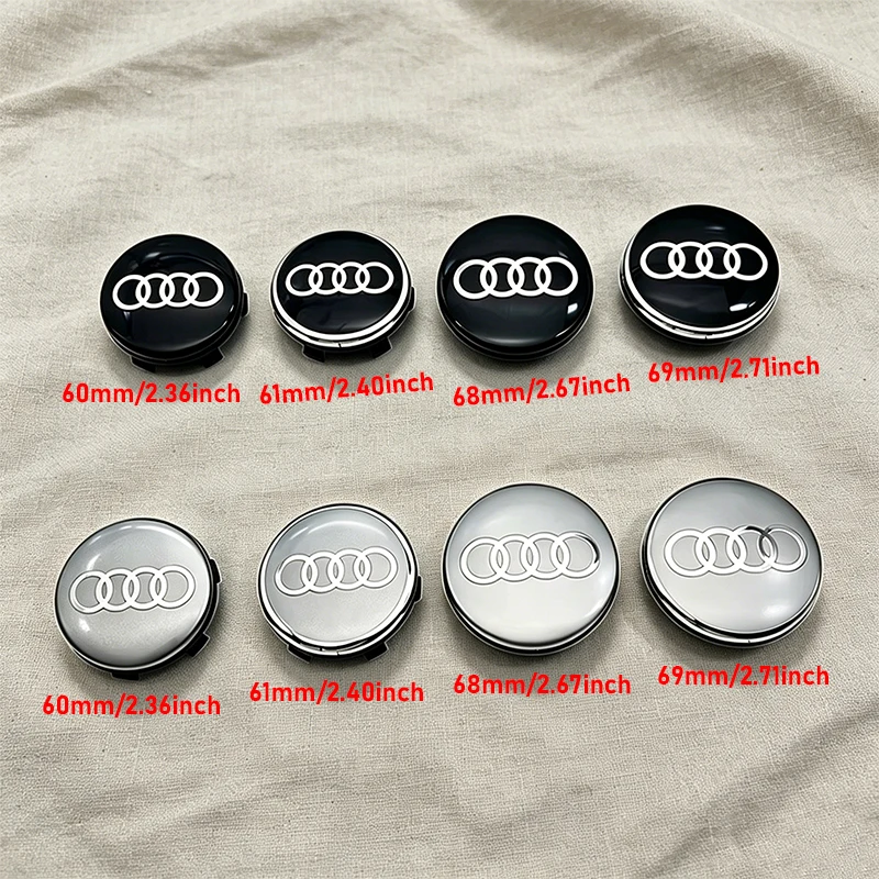 4Pcs For Audi A3 A4 A5 A6 A7 A8 S4 Car Floating Wheel Hub Center Cap 60mm 61mm 68mm 69mm Wheel Center Cap Hub Covers Accessories