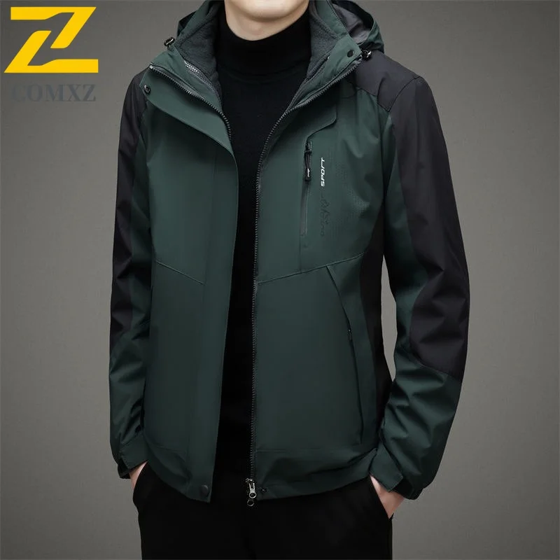

COMXZ 2025 Men Women Couple Techwear Hooded Jacket Spring Autumn Outdoor Workwear Hiking Bad Boy Trendy Coat