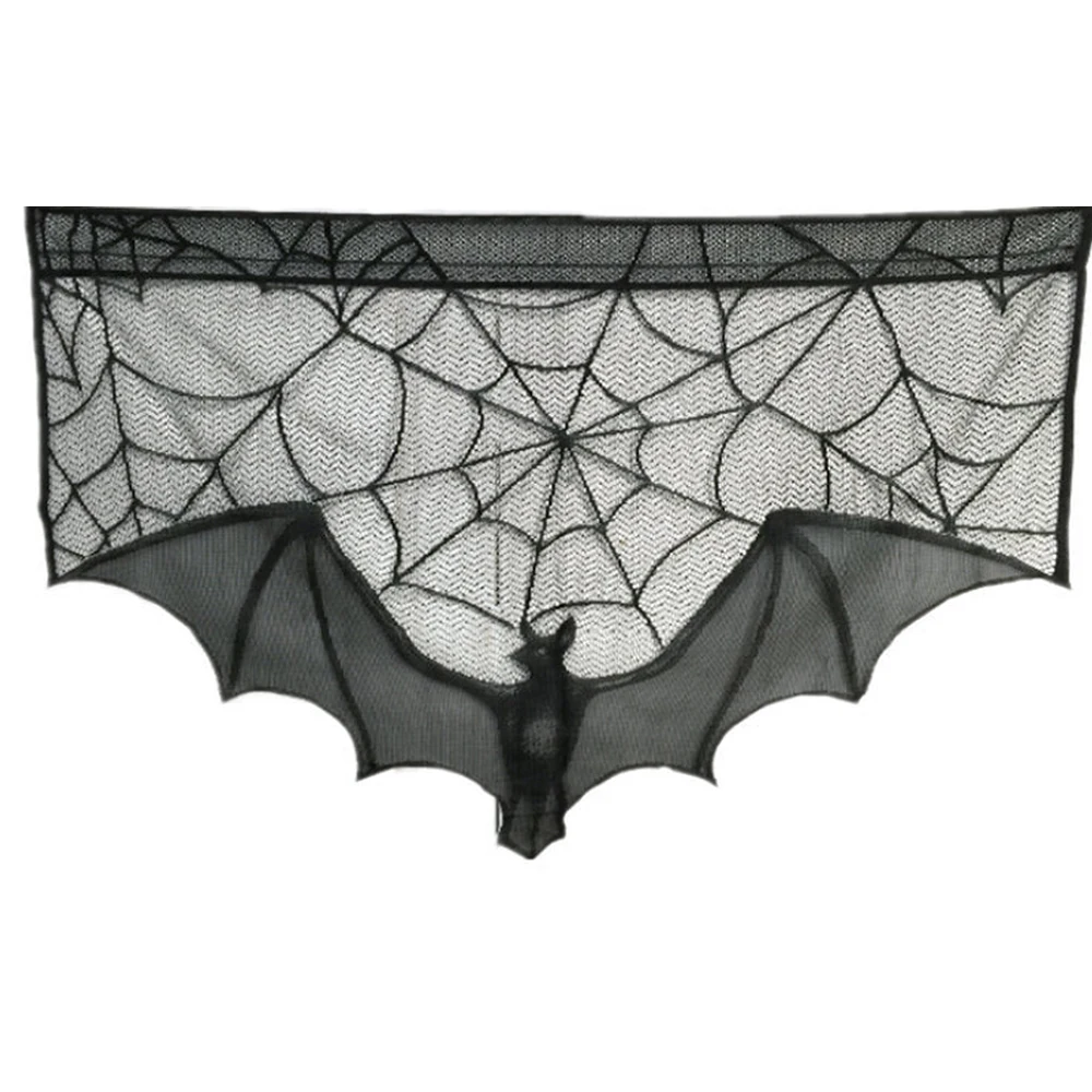 Lace Cobweb Bats Fireplace Mantels Valances Covers For Fools' Day Halloween Decoration