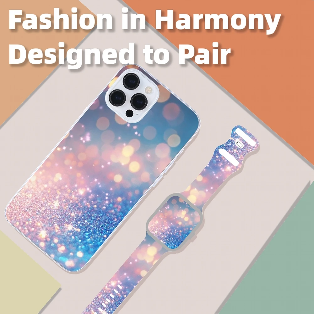 Playful Customized Silicone Bands & Phone Case Set for iPhone12-17 & Apple Watch 9 8 7 6 5 Ultra SE 38 40 41 42 44 45 49mm Gifts