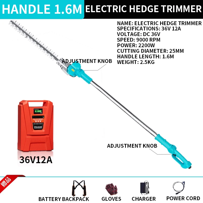 

36V 12A/36V 20A Electric Hedge Trimmer Backpack Electric Hedge Trimmer Telescopic Pole Garden Lychee High-Aerial Pruning