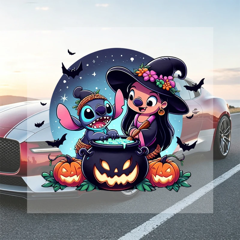 Car Stickers Funny Cute Cartoon Alien Witch Halloween Vinyl Decal Waterproof Die Cut for Car Window Auto Decor