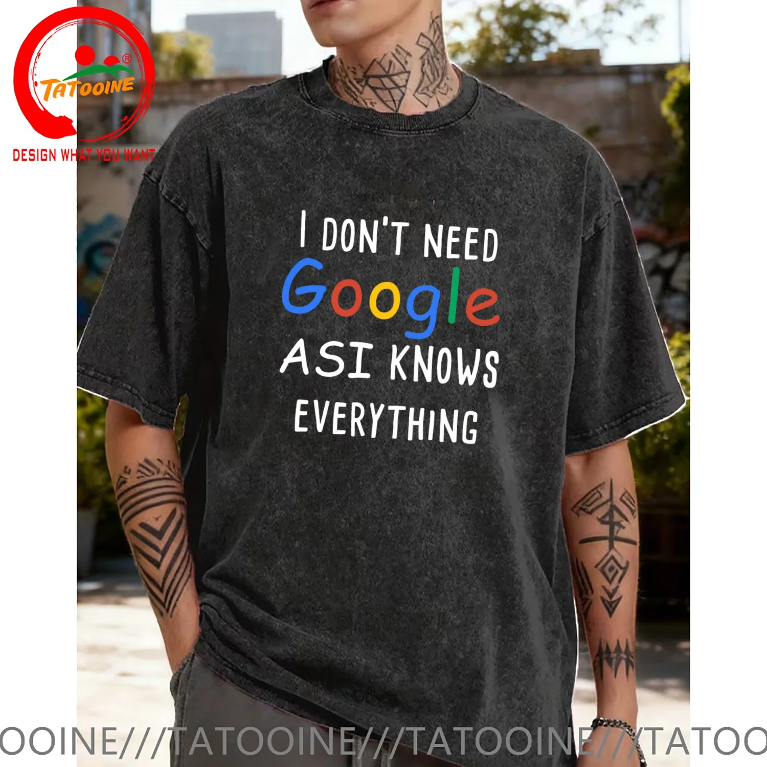 Funny Design I don't need google my wife knows everything  Shirt Men Fashion Trendy Casual Clothing Stylish Tops Tee Shirt Leisu