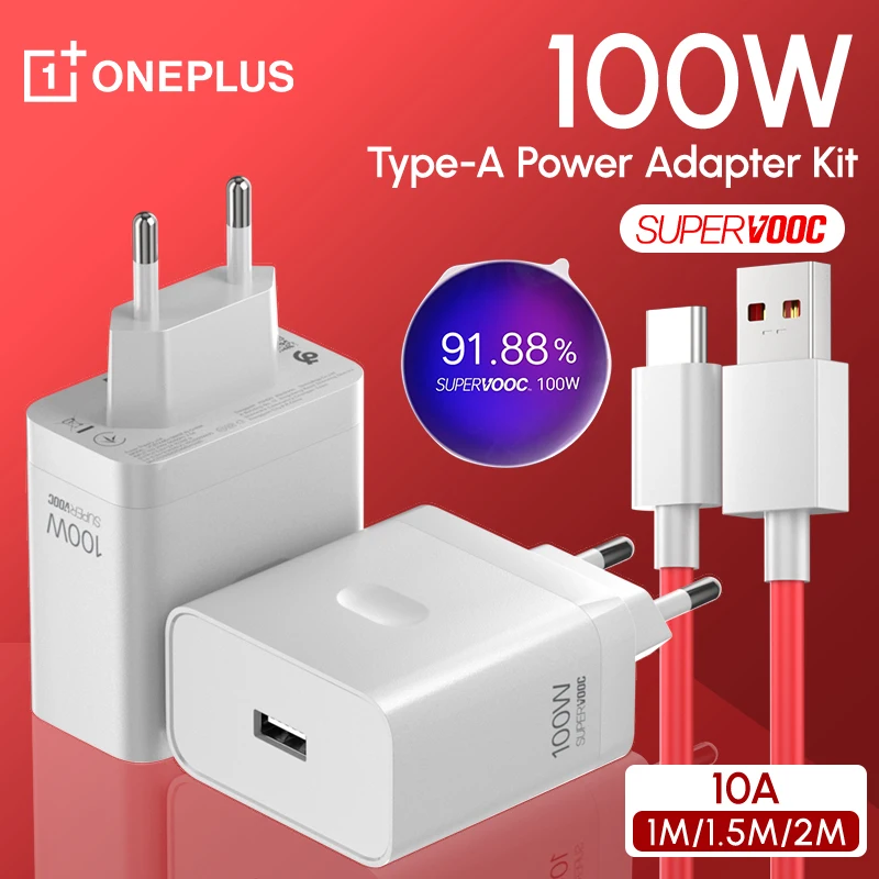 OnePlus 100W Charger Supervooc Rapid Charge Power Adapter USB Type C 1M 1.5M 2M Cable Oneplus 13 13R