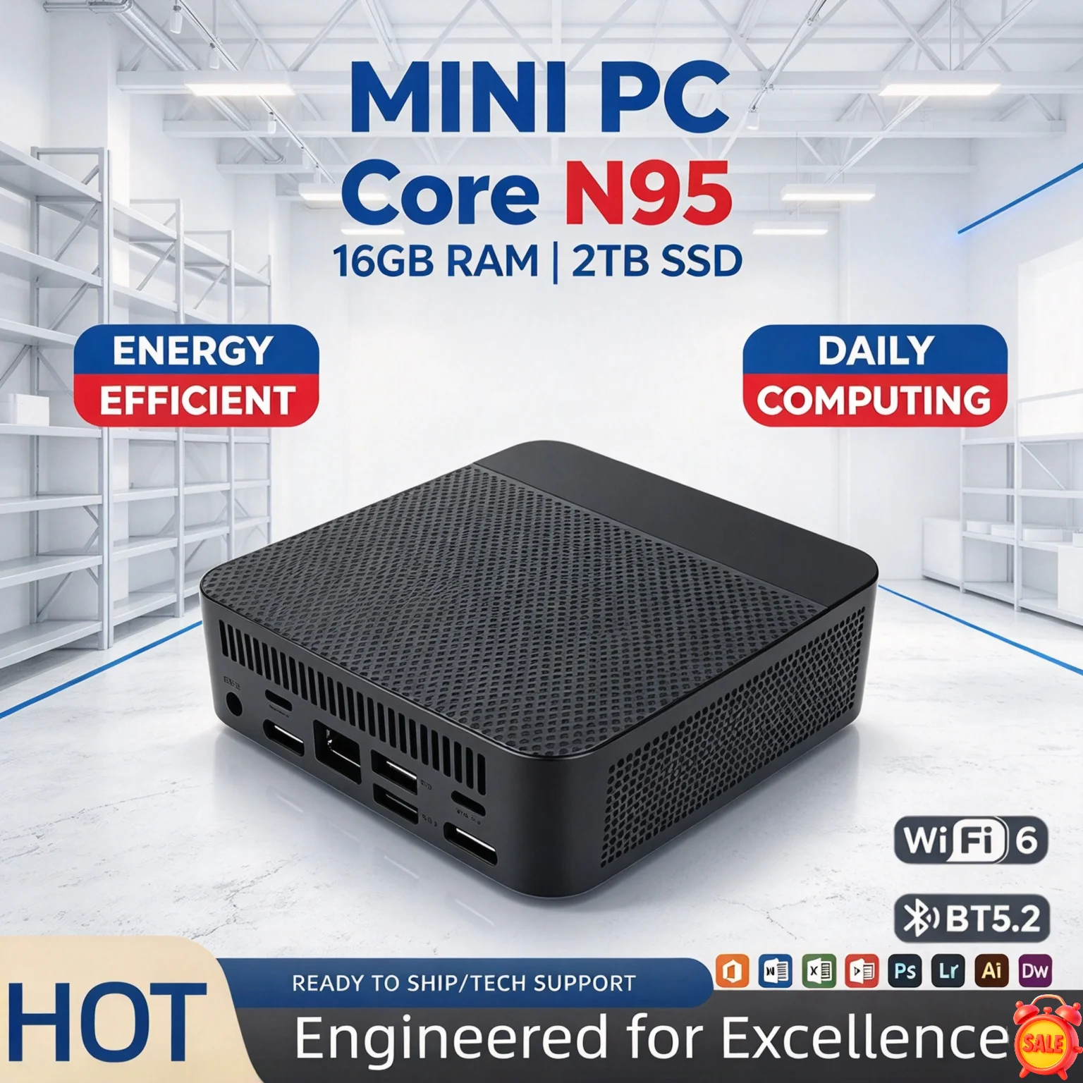 intel-n95-ミニデスクトップpc、16gb-nvme-ssd搭載、トリプル4k、wi-fi-6、bluetooth-52、静音冷却、家庭用・オフィス用、プロマックス、高速ターボ