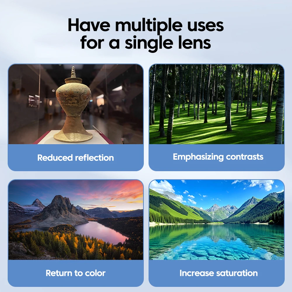 52 mm kreisförmiger, universeller, tragbarer Polarisator-Kameraobjektivclip, CPL/UV-Filter-Set für iPhone, Huawei, Xiaomi, Samsung