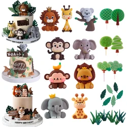 Jungle Forest Animals Cake Toppers Kids 1st Birthday Party Cake Decoration Safari Lion Elephant Monkey Giraffe Baby Shower gift