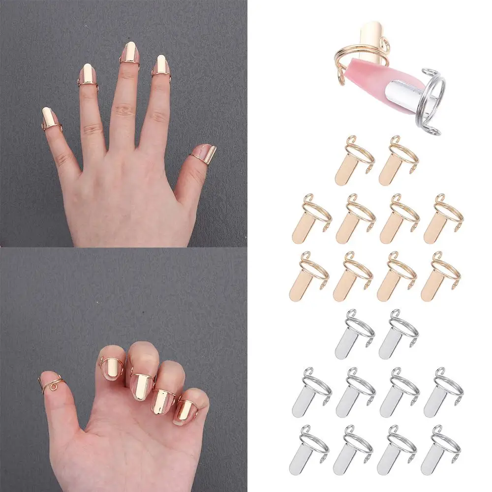 Reusable Nail Rings Causal Removable Fingertip Nail Rings Easy to Use Silver Color Phalanx Ring for French Fake Nails
