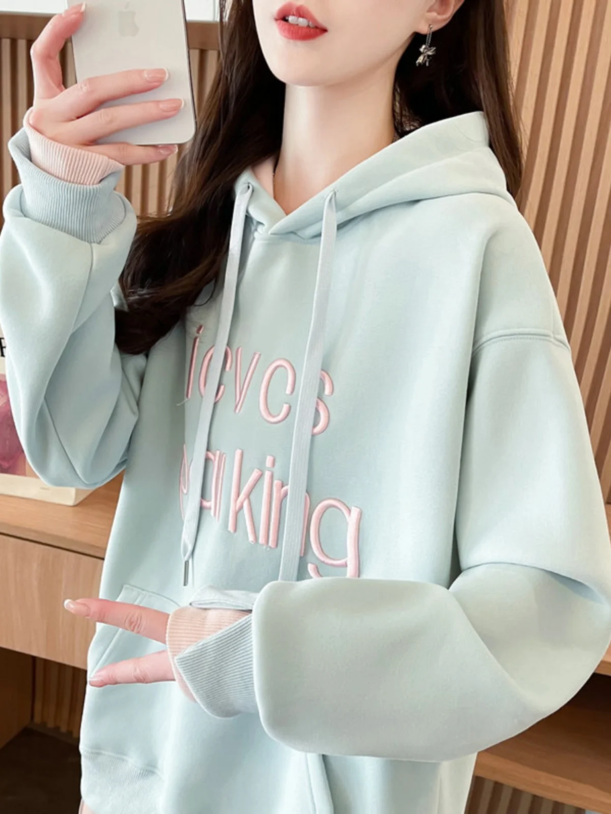 Sudaderas con capucha con cremallera para mujer, ropa de trabajo limpia con bucle para adolescentes, ropa de trabajo con bolsa de calidez, estética de subcultura