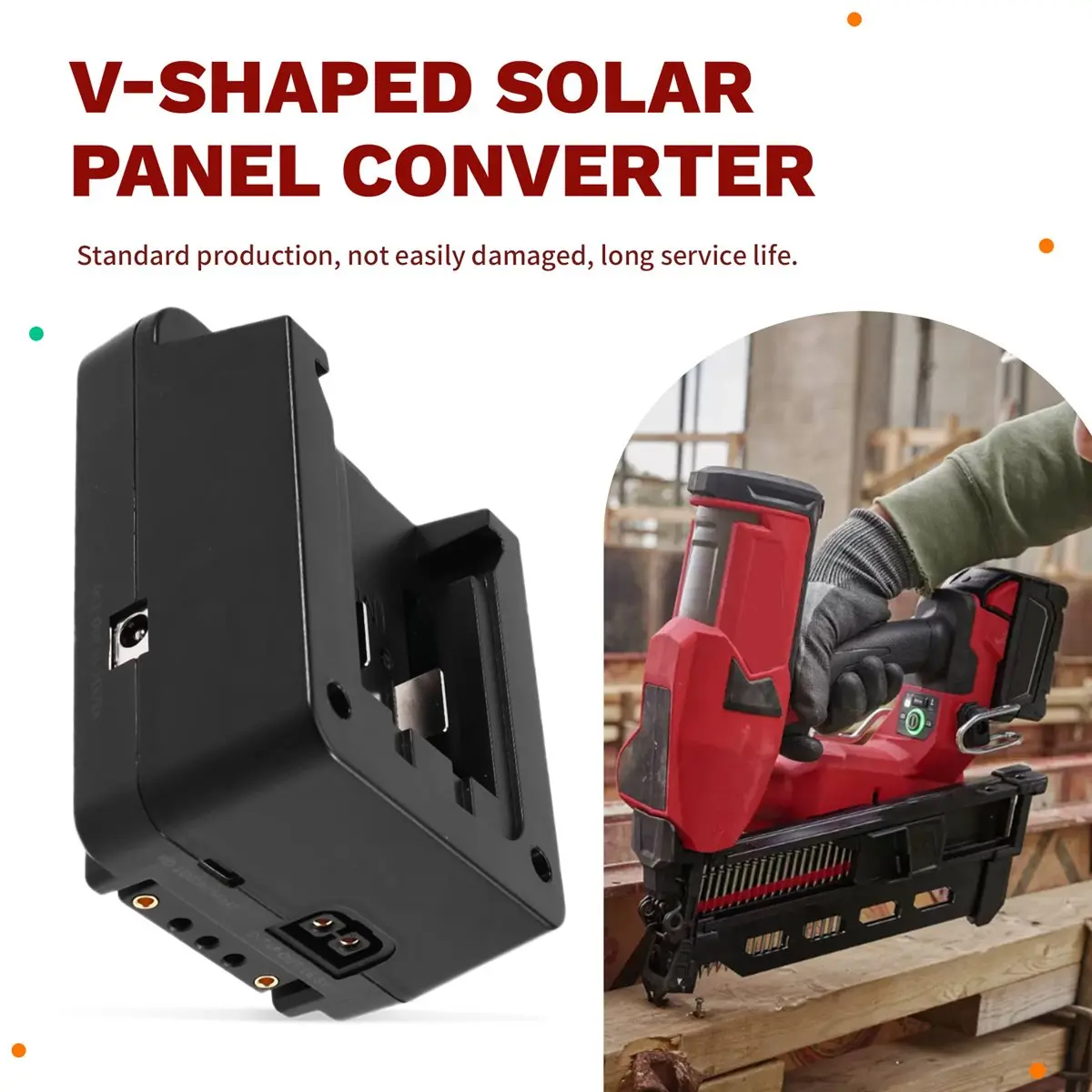 DT81 For Milwaukee 18V-21V Battery to V-Type Solar Panel Converter PD100W Fast Charging High-Efficiency Lighting