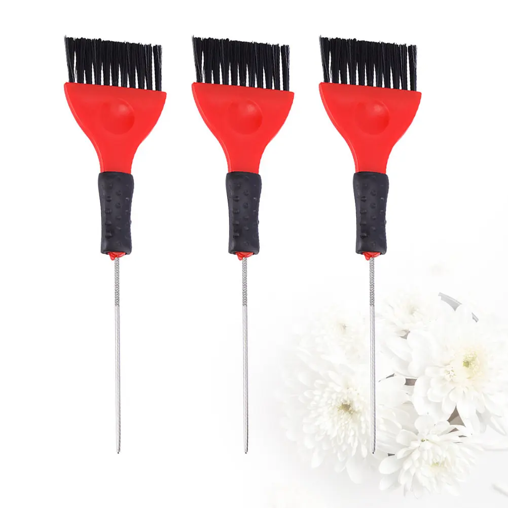 3Pcs Hair Dye Brush Stainless Steel Tail Needle for Precise Coloring Application Hair Treatment DIY Styling Professional Grade