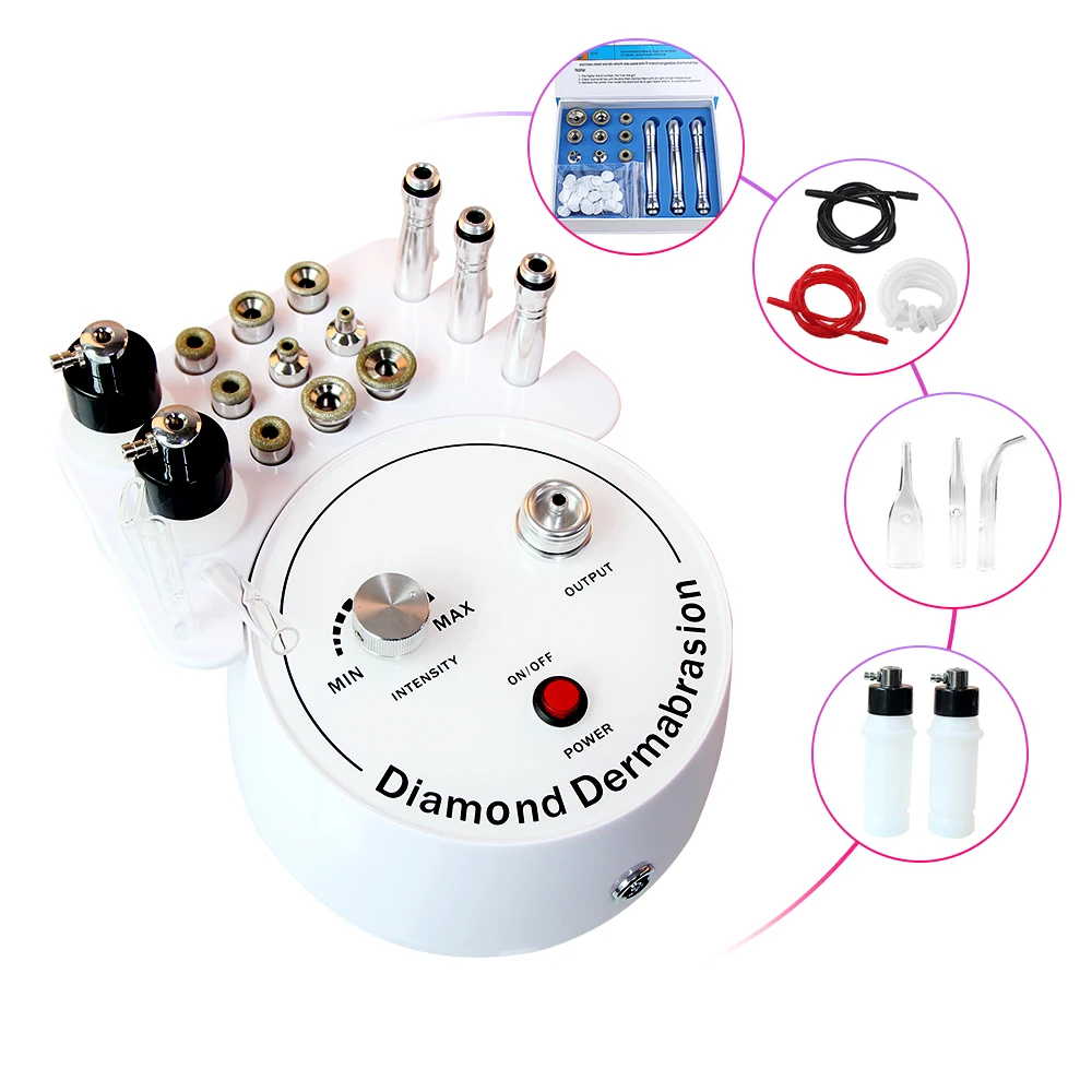 Machine de beauté 3 en 1Diamond MicrodermDelhi, vaporisateur d'eau, extinction sous vide, anti-rides, outil de peeling du visage, acné, noir