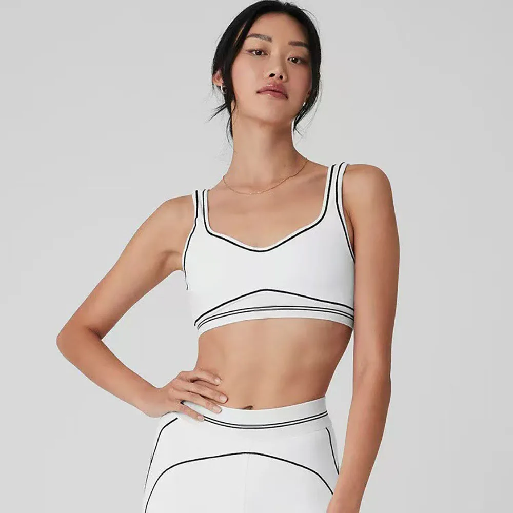 

Women's 2 Pieces Fitness Tracksuits Nude Feel Gym Clothes Yoga Sets Sports Bras with Chest Pads Leggings Workout Pilates Suits
