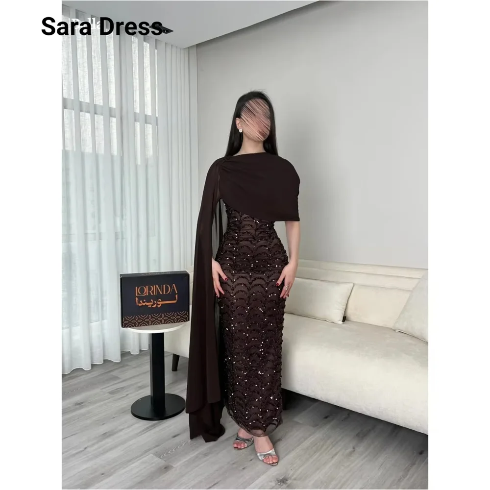 

Sara Custom Fishtail Embroidery Brown Sleeveless Elegant Evening Dresses for Woman Luxury Women's Elegant Party Dress 2026 Woman