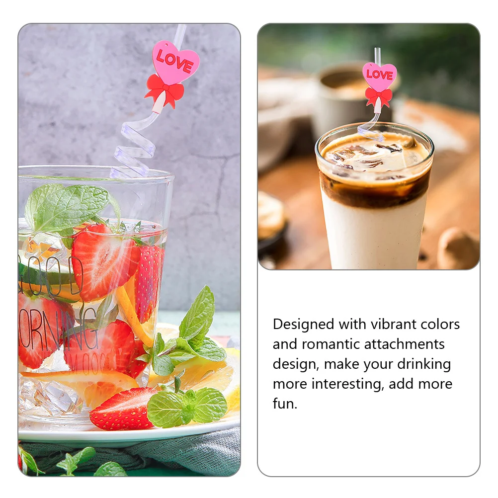 

10Pcs Valentine Heart Straws Reusable Plastic Drinking Straws Cute Party Supplies for Cup Decorations Gift Bag Favors