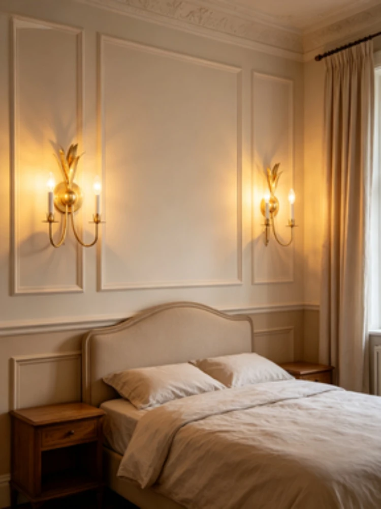 French retro wall lamp, minimalist designer, grand and high-end French entrance, bedside, bedroom, living room, hallway
