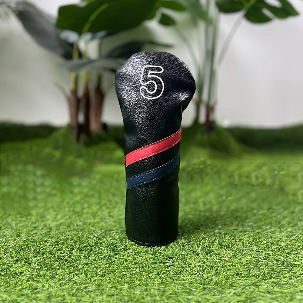 Golf head cover, golf club head cover, double slash, minimalist sports style, premium leather with digital label