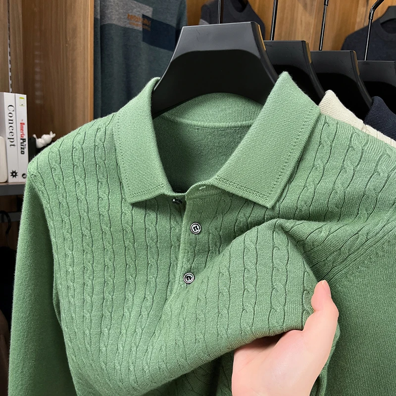 الرجال الخريف طويلة الأكمام عالية الجودة تريكو سترة متعددة الألوان التلبيب الجاكار رائعة السترة أزياء الرجال الملابس