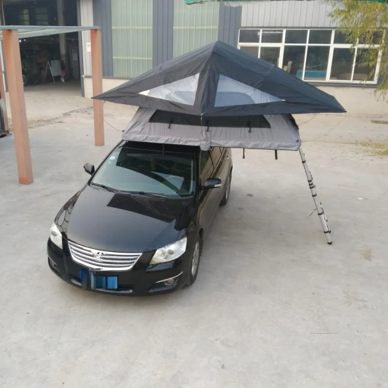 SRT03S-56 Soft Shell Roof Top Tent, 2-Person Waterproof 420D Ripstop Canvas Offroad 4x4 Overland Car Camping Tent with Aluminum