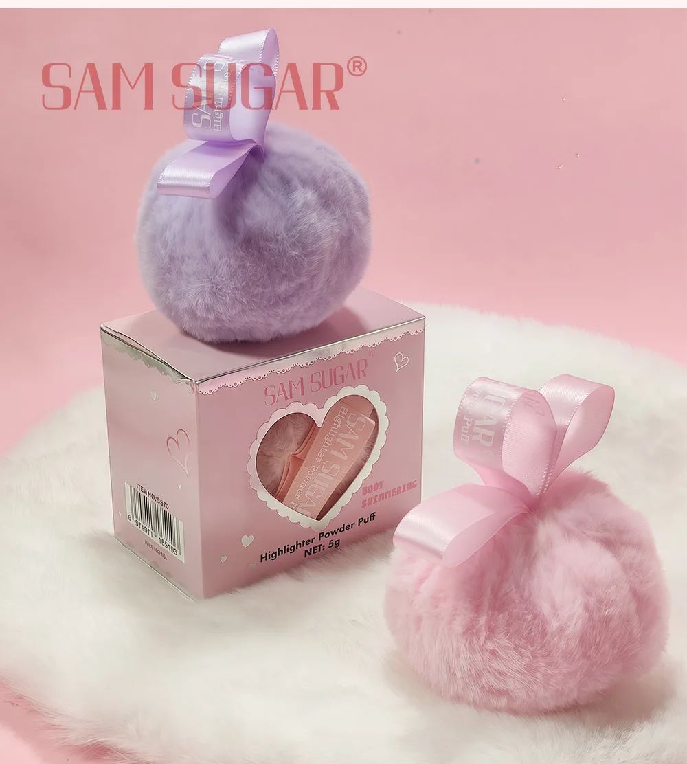 Pink Peach Shining Powder High Glitter Makeup For Face Body Collarbone Highlighting With Soft Puff Multi Use Cosmetic