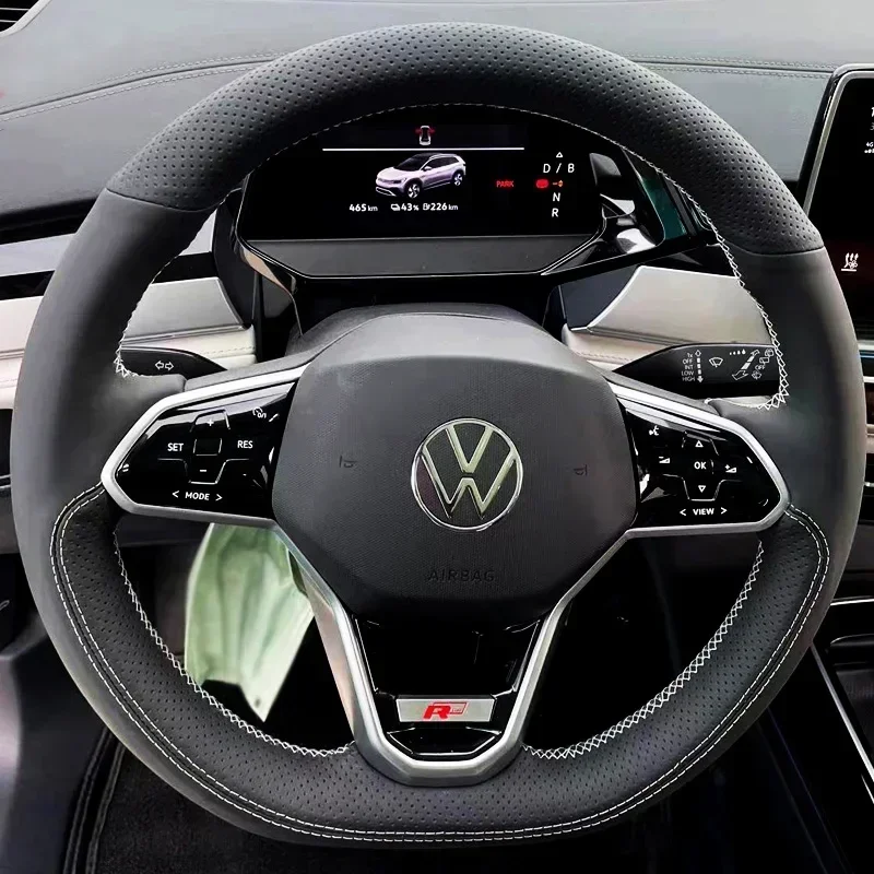 Genuine Leather for Volkswagen VW ID3 ID4 Crozz ID6 Crozz ID4 X Hand Sewing Protection Car Steering Wheel Cover Car Accessories