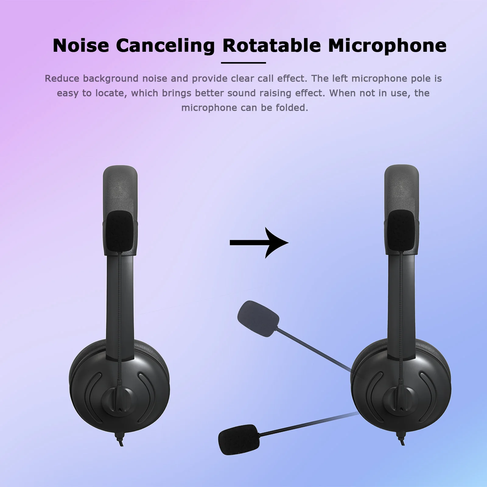 USB Wired Headset with Noise Cancelling Microphone On Ear Computer Headphone Call Center Earphone Volume Control Speaker Mic