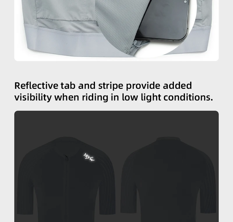YKYW Herren Sommer-Radtrikot Nahtlose Manschetten Aerodynamischer Raglanärmel Schnelltrocknend Atmungsaktiv Leichtes Rennrad-Fahrradoberteil – Detail 16