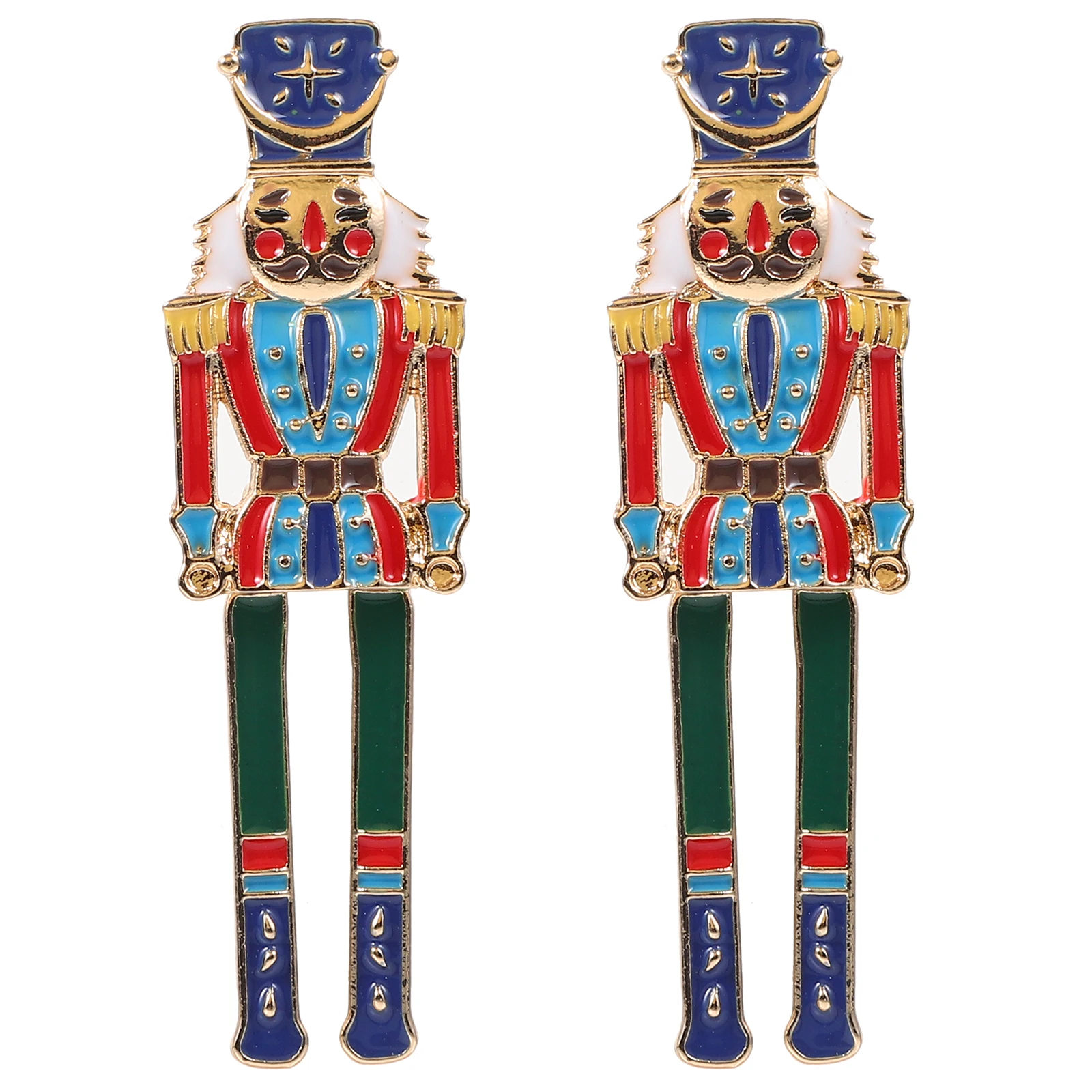

Nutcracker Earrings Stud Zinc Alloy Small Drop Accessories for Women Girls Yellow Pair Lightweight Fashion Jewelry