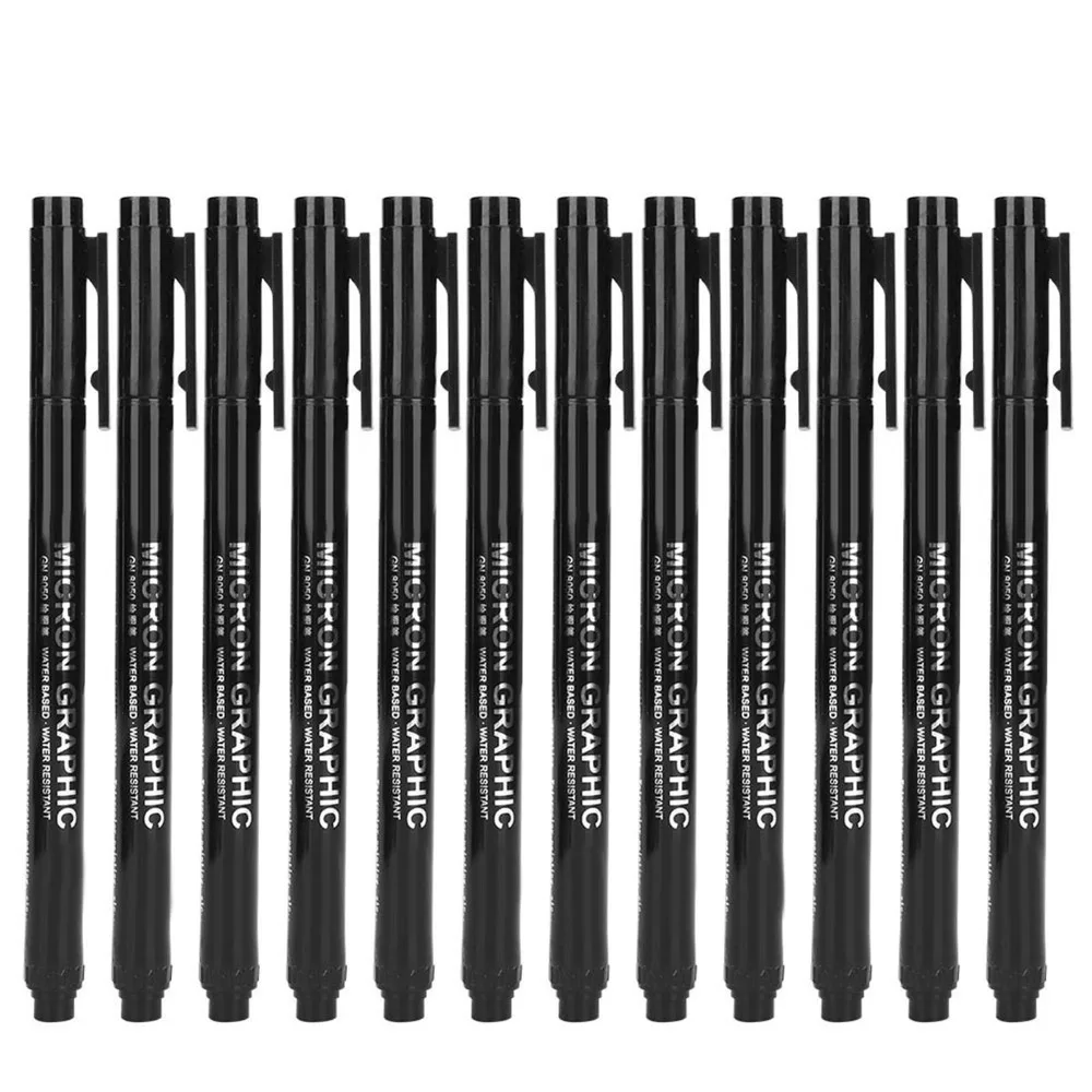 12PCS Waterproof Ink Micron Liner Pens Smooth Inking Fine Micron Nib Waterproof Outline Pens Lightweight Fadeproof