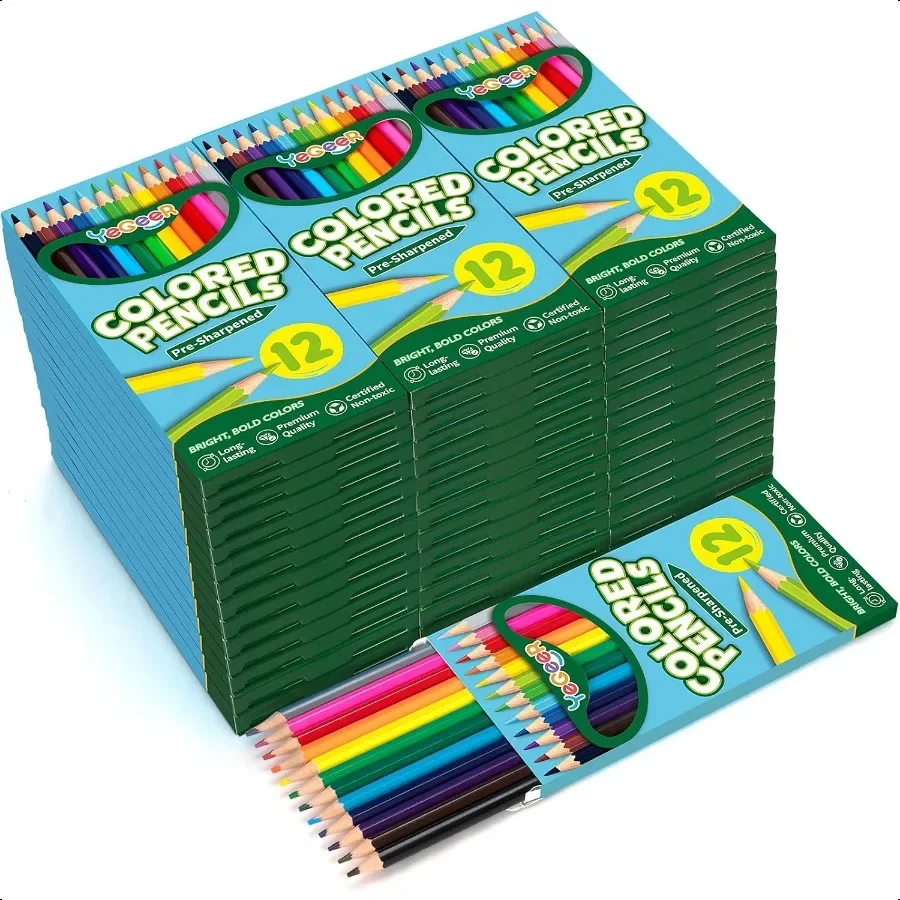 

528 Count Colored Pencils Bulk 12 Assorted Colors 44 Packs Presharpened Coloring Pencils Set for and Adult Teachers ential Clas