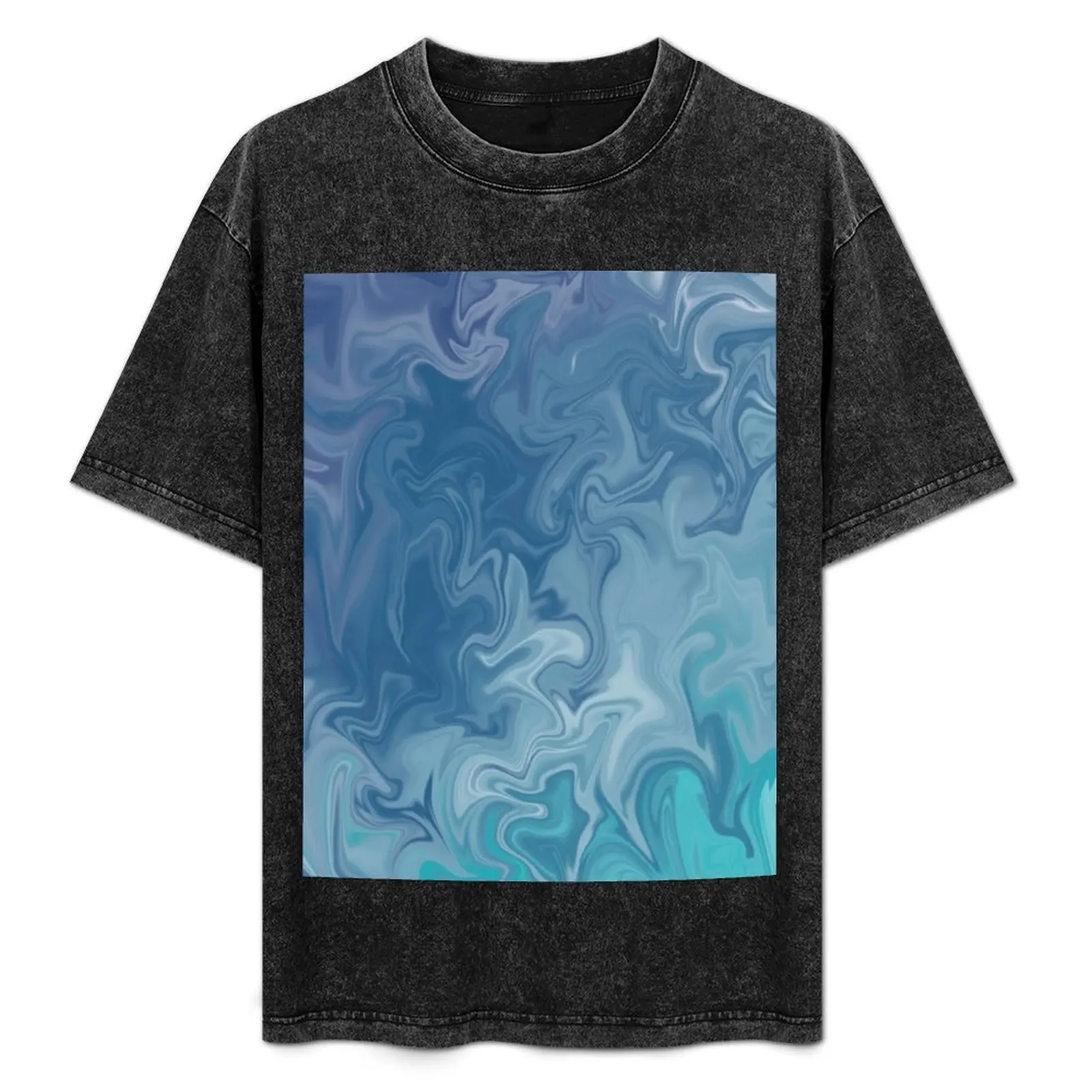 

Swirly Liquified Blue Grey Green Design T-Shirt vintage t shirts customizeds funny shirt cotton workout shirts for men