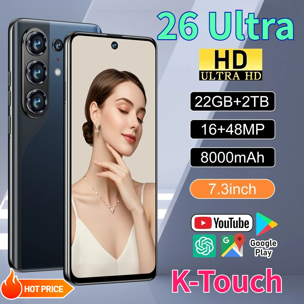 K-Touch 26 Ultra 7.3HD Telefoni Cellulari 22G+2TB Smartphone 8000Mah Telefono Cellulare Android 15 5G Dual SIM Fotocamera 16+48MP Telefoni Cellulari