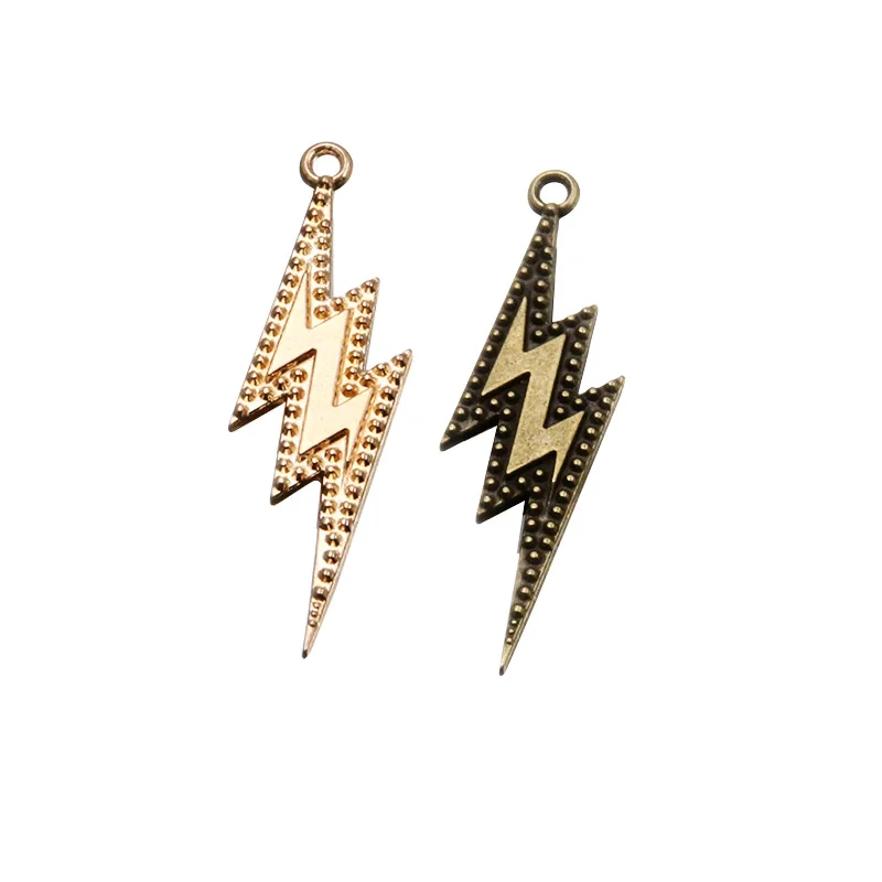 10PCS 14*44mm  3 Color Lightning Charms Metal Alloy Natural Retro Pendant  DIY Necklace Jewelry Bracelet Earrings Marking Parts