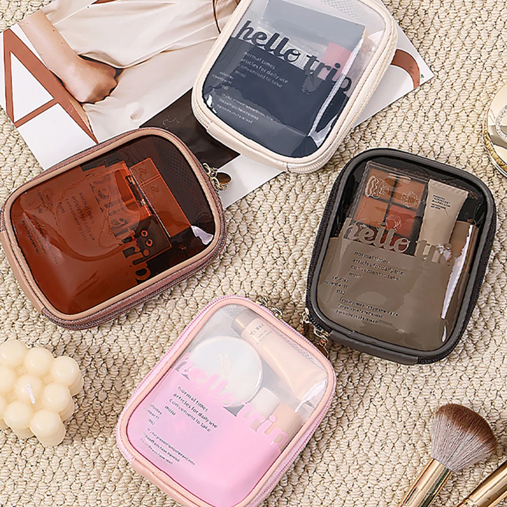 

Cosmetic Zipper Toiletry Storage Clutch Coin Pouch For Women Mini Clear Travel Makeup Organizer Bag Small Cute Preppy Makeup Bag
