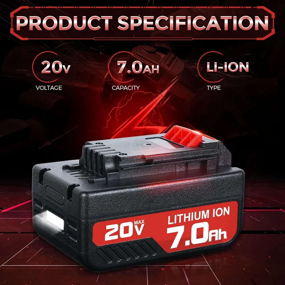 2Pack 7.0Ah 20V Replacement for Porter Cable 20V Battery Compatible with Porter Cable Battery