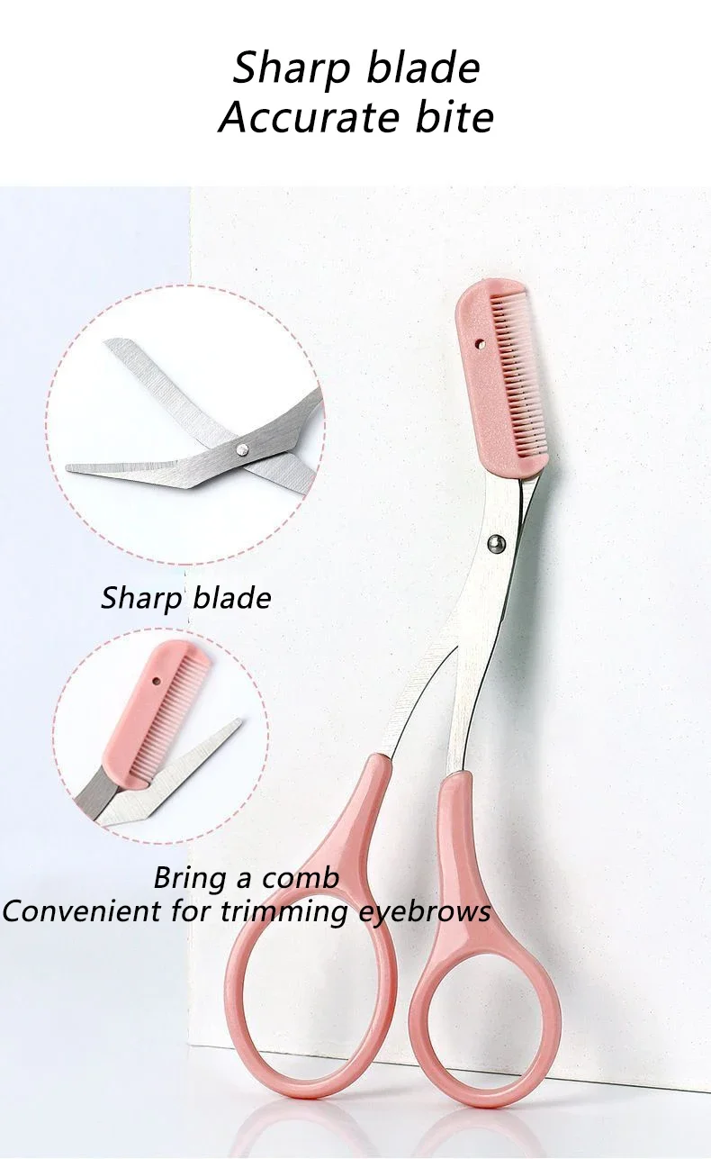 ステンレス鋼眉毛トリミングはさみコーム付き安全眉毛トリミングメイクアップツール完璧な眉毛の形状を正確に作成