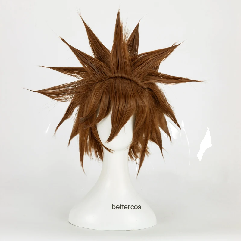 Kingdom Hearts III 3 Sora Cosplay Wigs Short Brown Heat Resistant Synthetic Hair Wig + Wig Cap