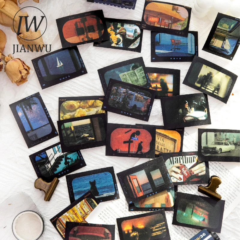 

JIANWU What Time Is It Series Vintage Film Movie Landscape Collage Scrapbook Material Paper Creative Junk Journal Stationery